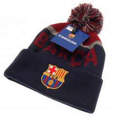 FC Barcelona muts pompon tekst blauw/grijs