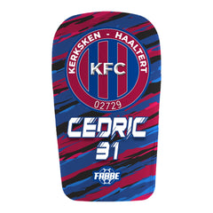 Gepersonaliseerde scheenlappen met logo, naam en nummer