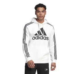 Adidas sweat à capuche rayures logo "Essentials polaire" blanc