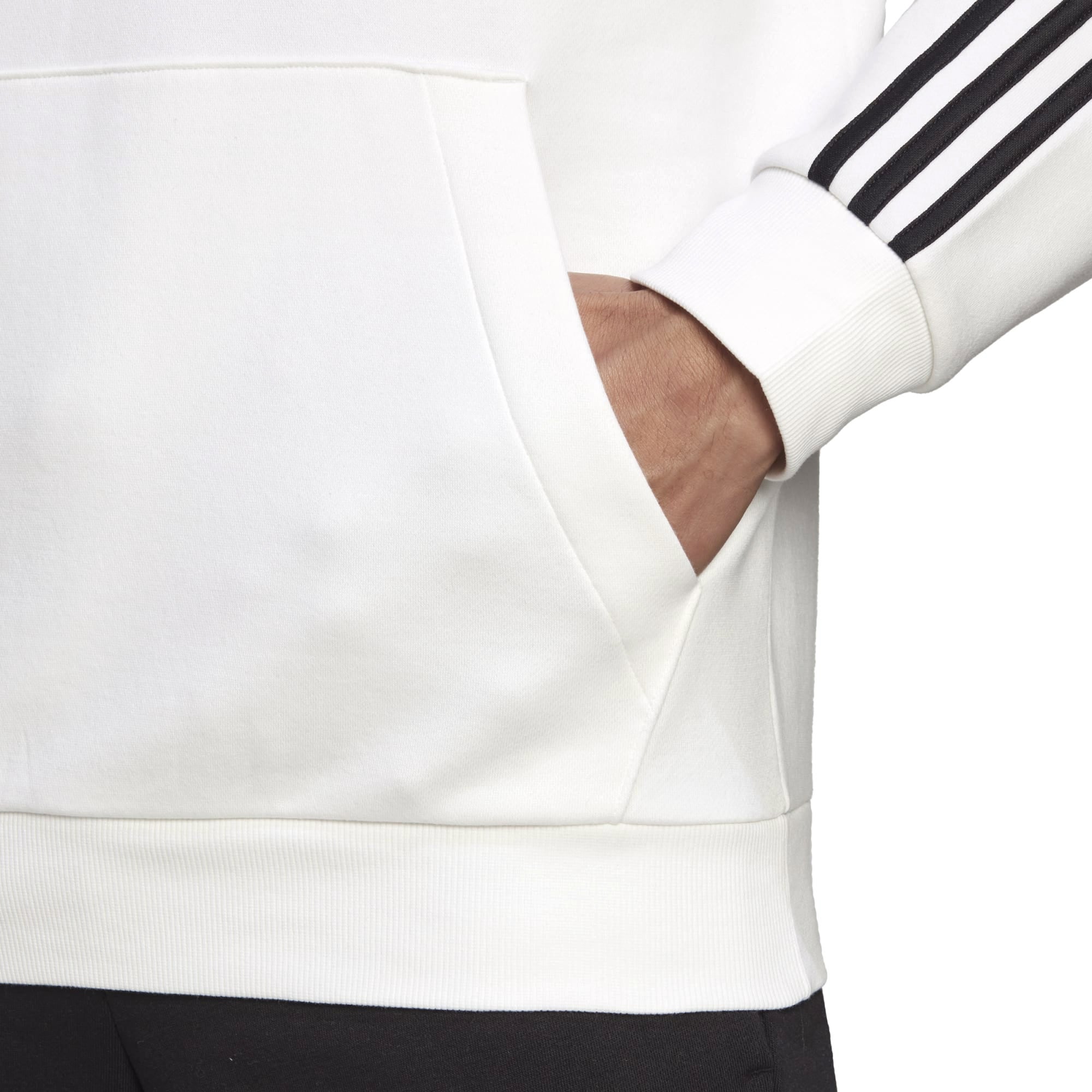 Adidas hoodie stripes logo "Essentials fleece" white