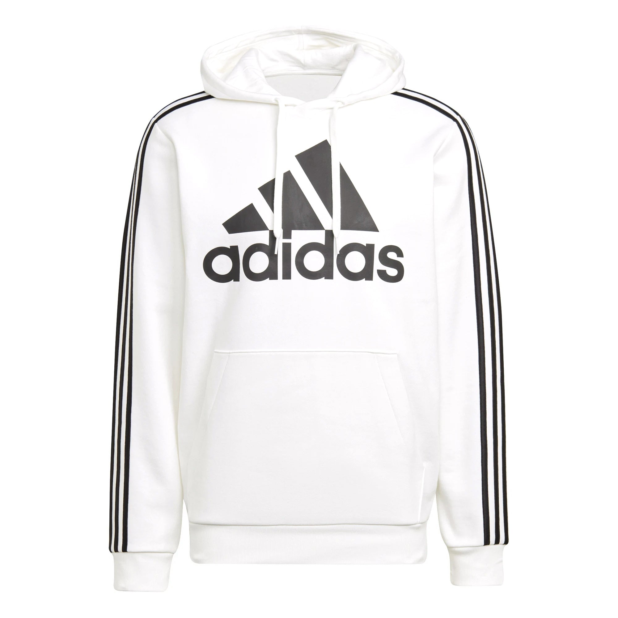 Adidas hoodie stripes logo "Essentials fleece" wit