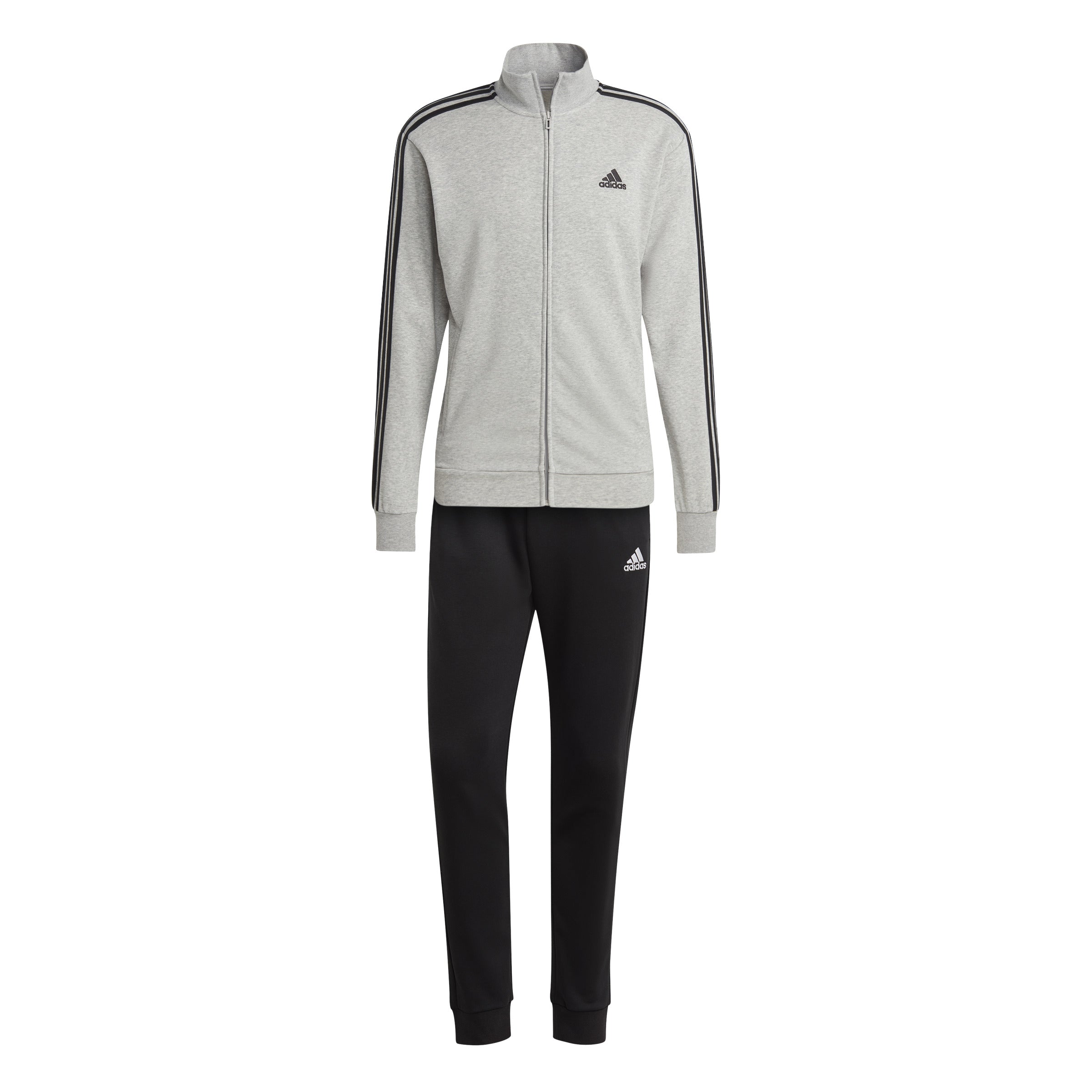 Adidas trainingspak 3 stripes terry track grijs/zwart