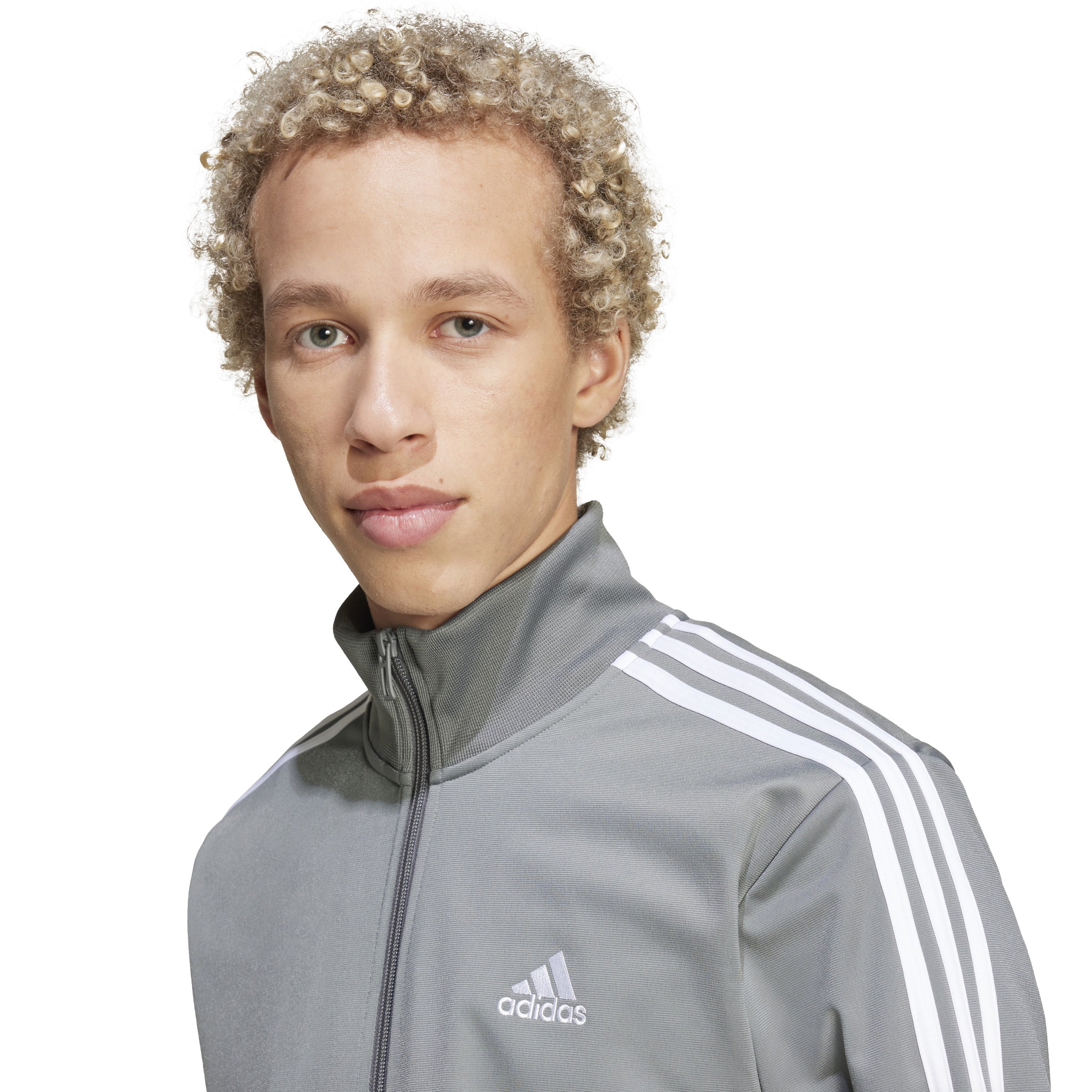 Adidas trainingspak 3 stripes tricot track grijs