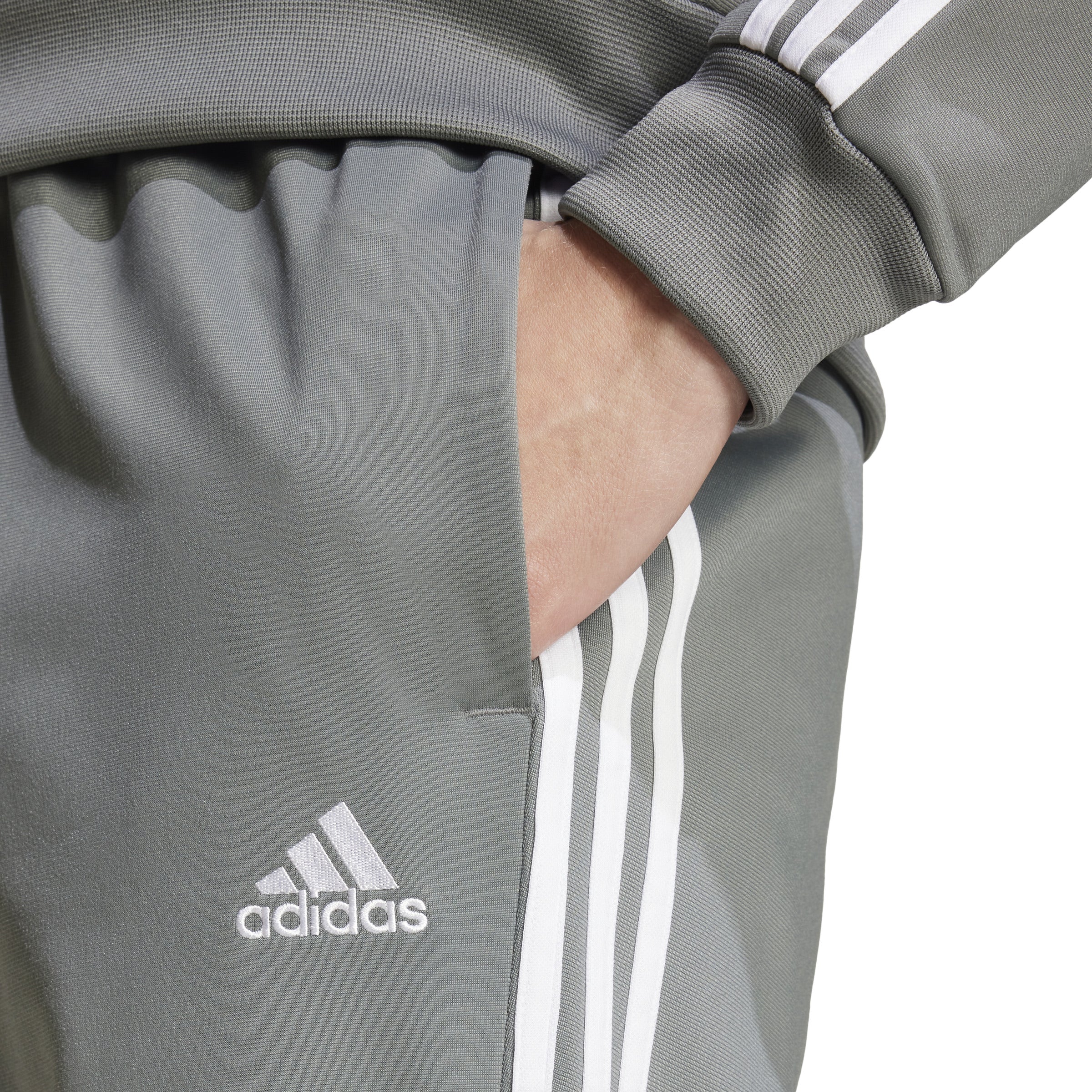 Adidas trainingspak 3 stripes tricot track grijs