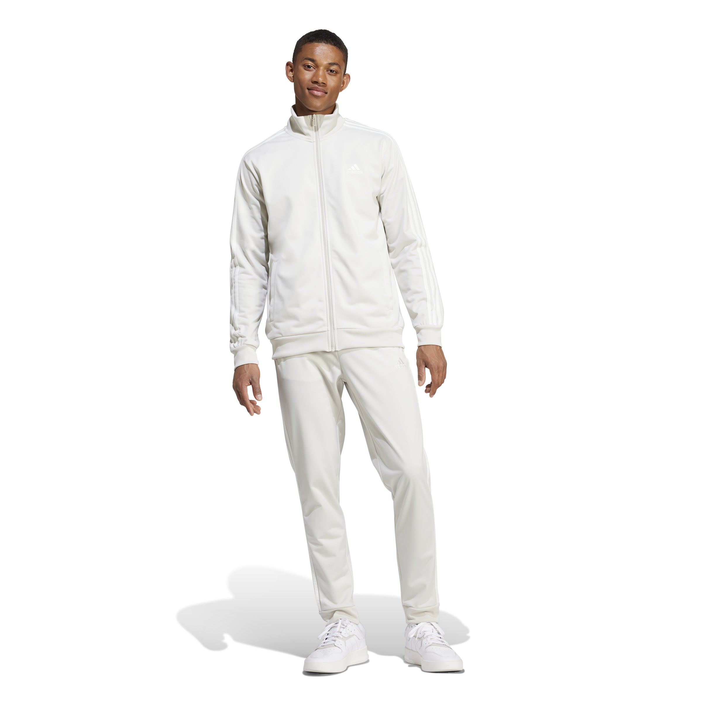 Adidas trainingspak 3 stripes tricot track beige