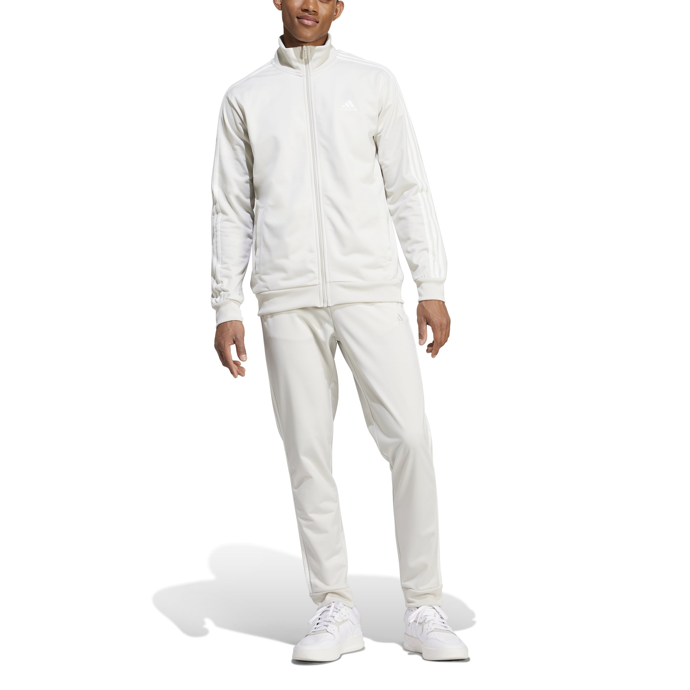 Adidas trainingspak 3 stripes tricot track beige