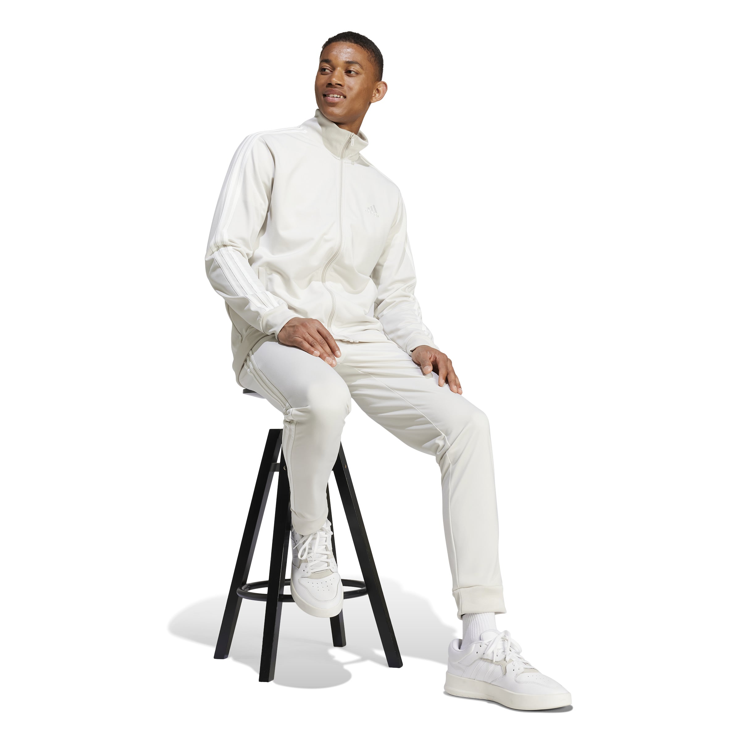Adidas trainingspak 3 stripes tricot track beige