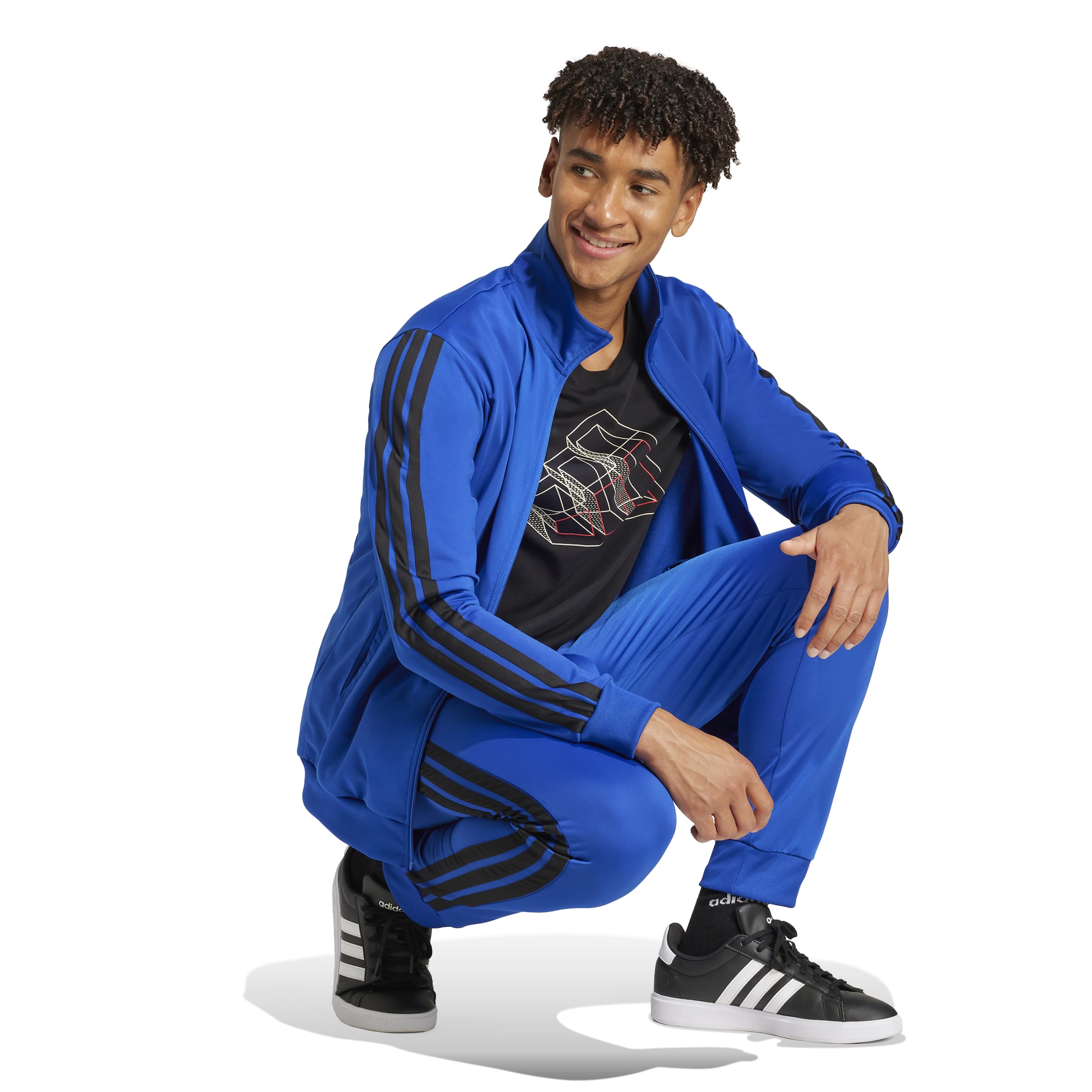 Adidas trainingspak M 3 stripes TT blauw