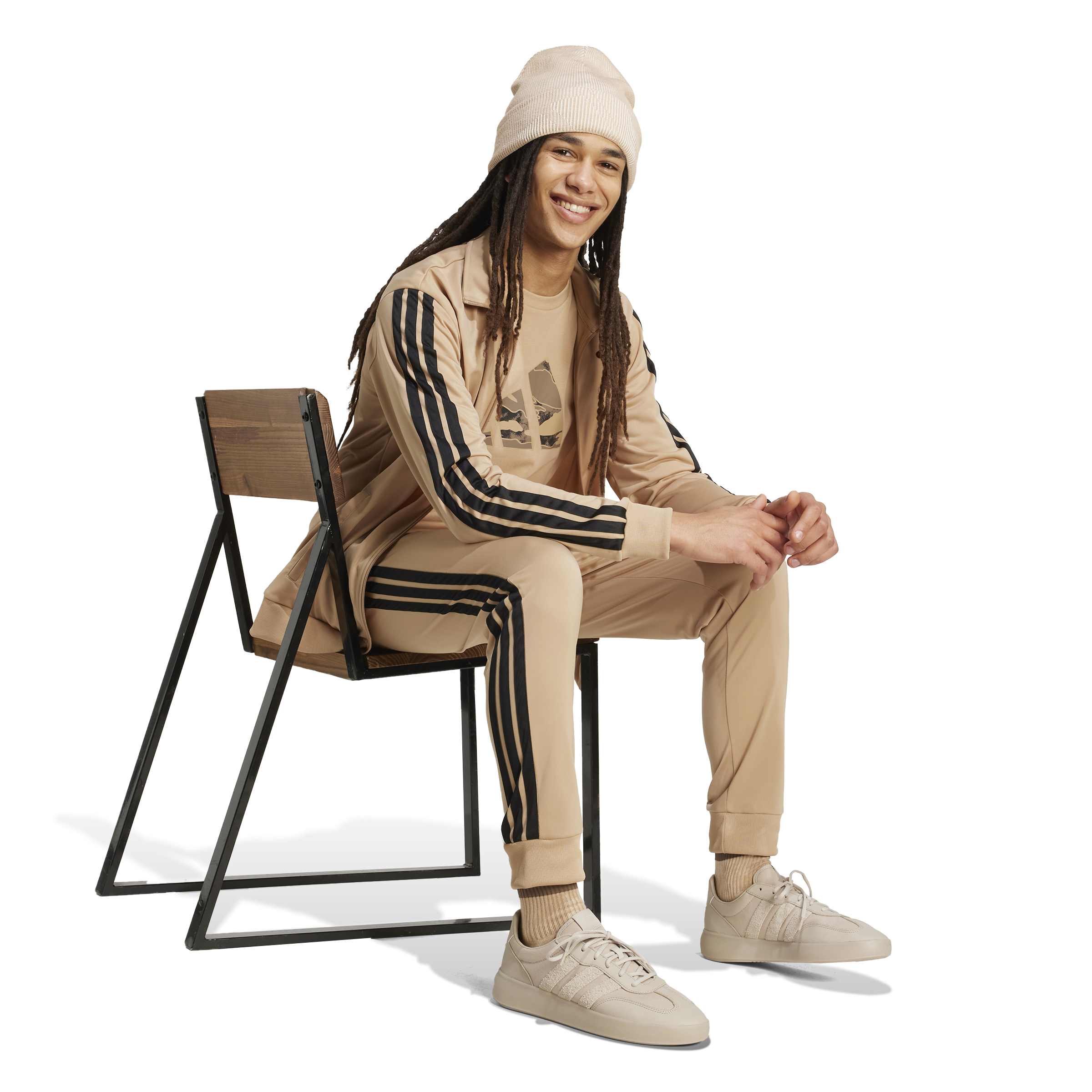Adidas trainingspak M 3 stripes TT sand