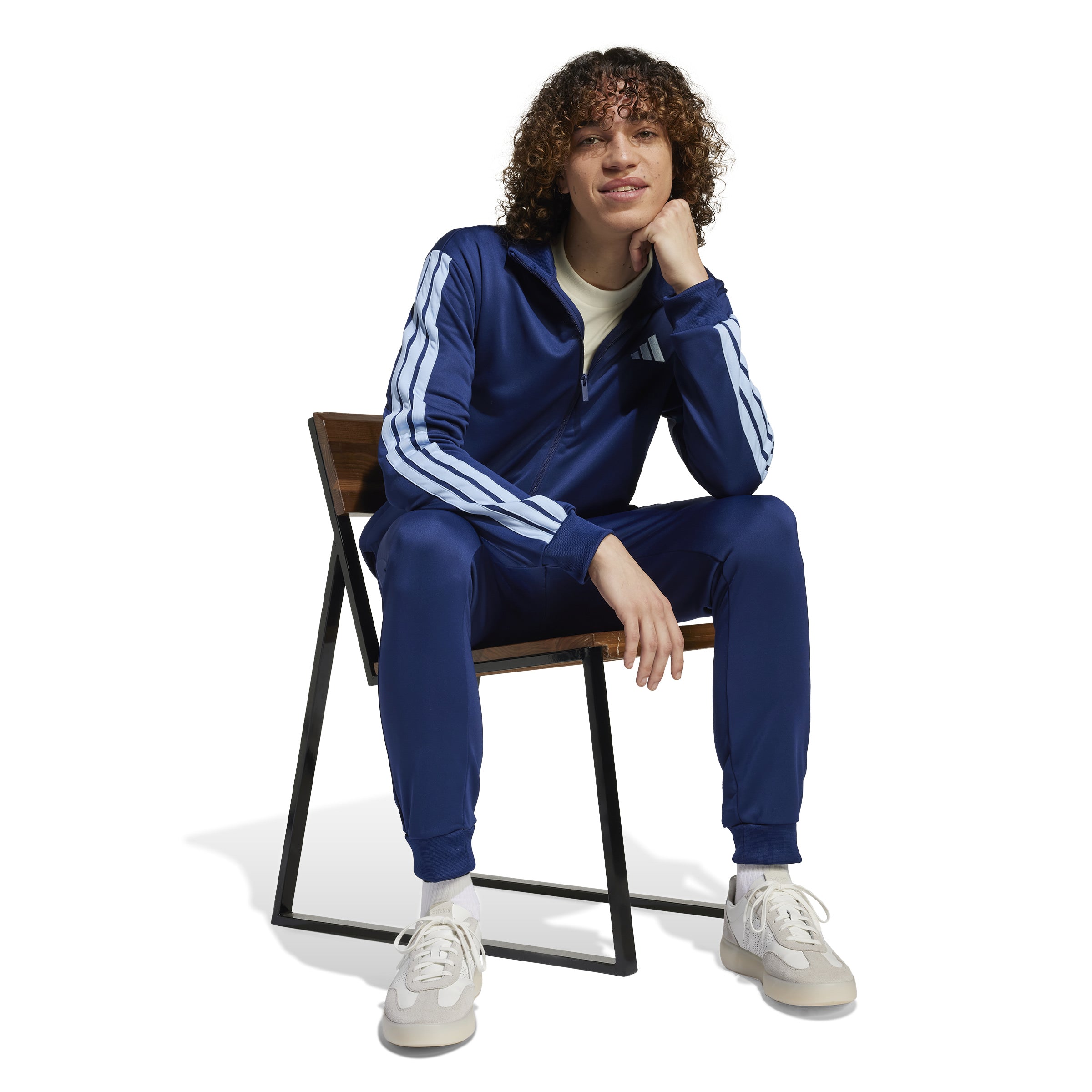 Adidas trainingspak M 3 stripes TT navy/blauw
