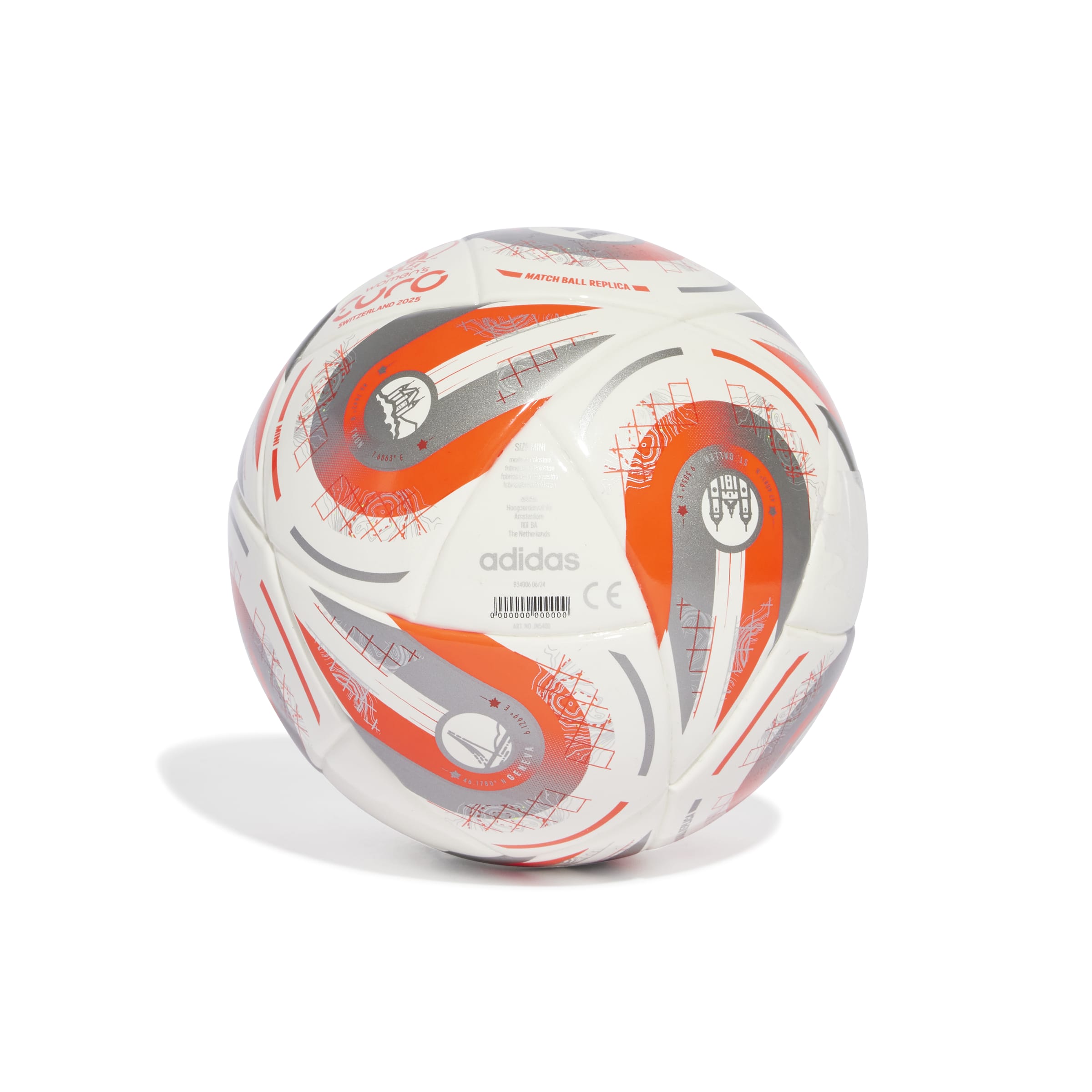 Adidas bal Euro25 maat 1 (Mini) wit