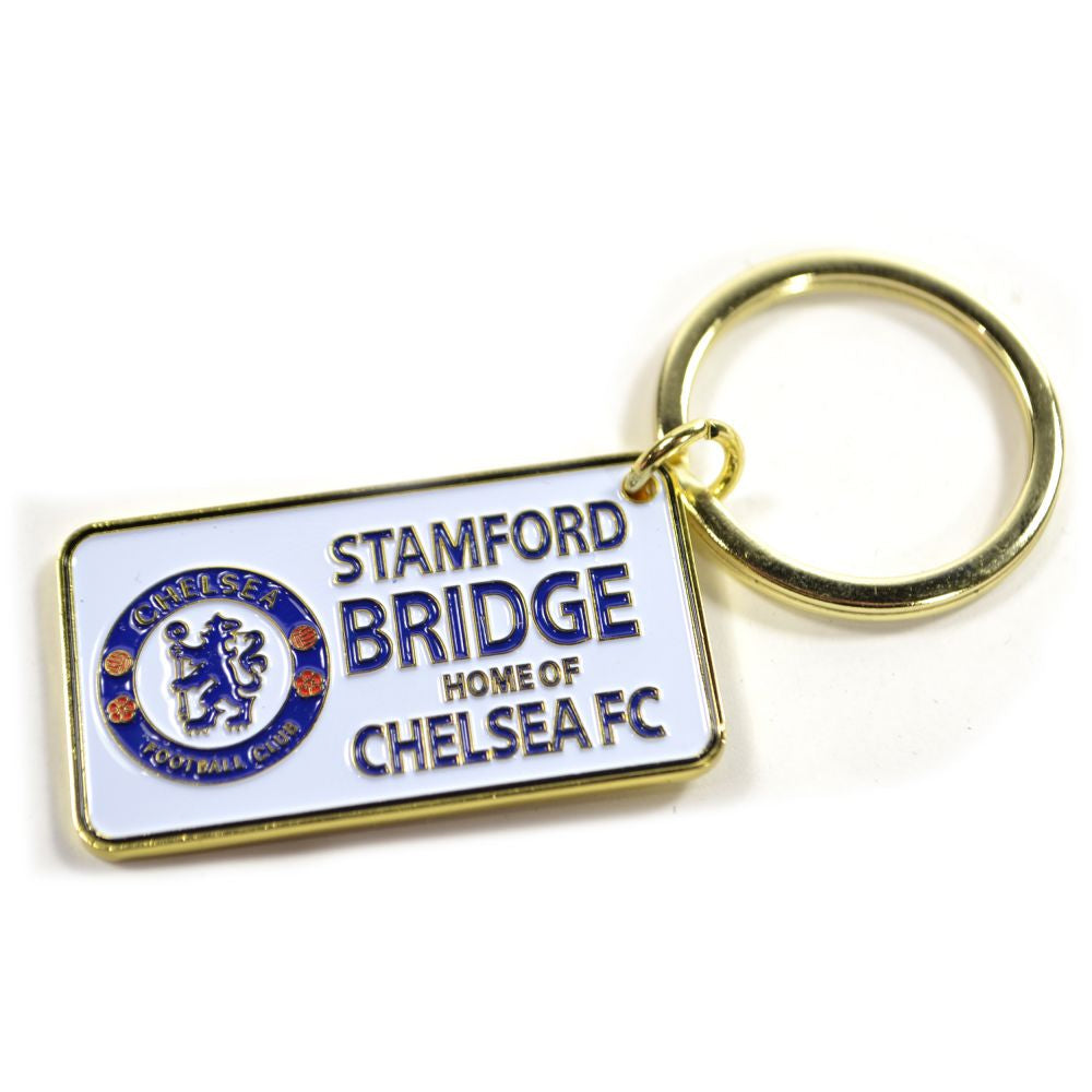 Chelsea key ring plate Stamford Bridge gold