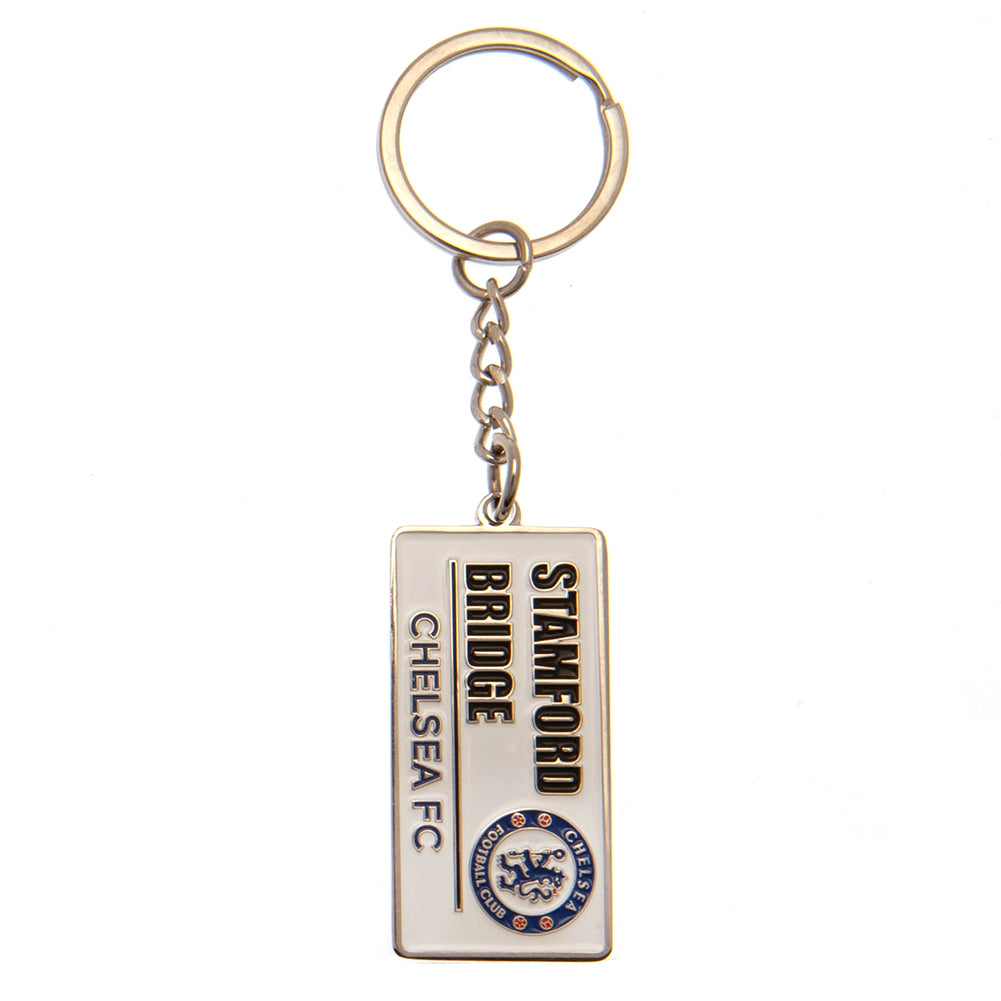 Chelsea key ring plate Stamford Bridge white