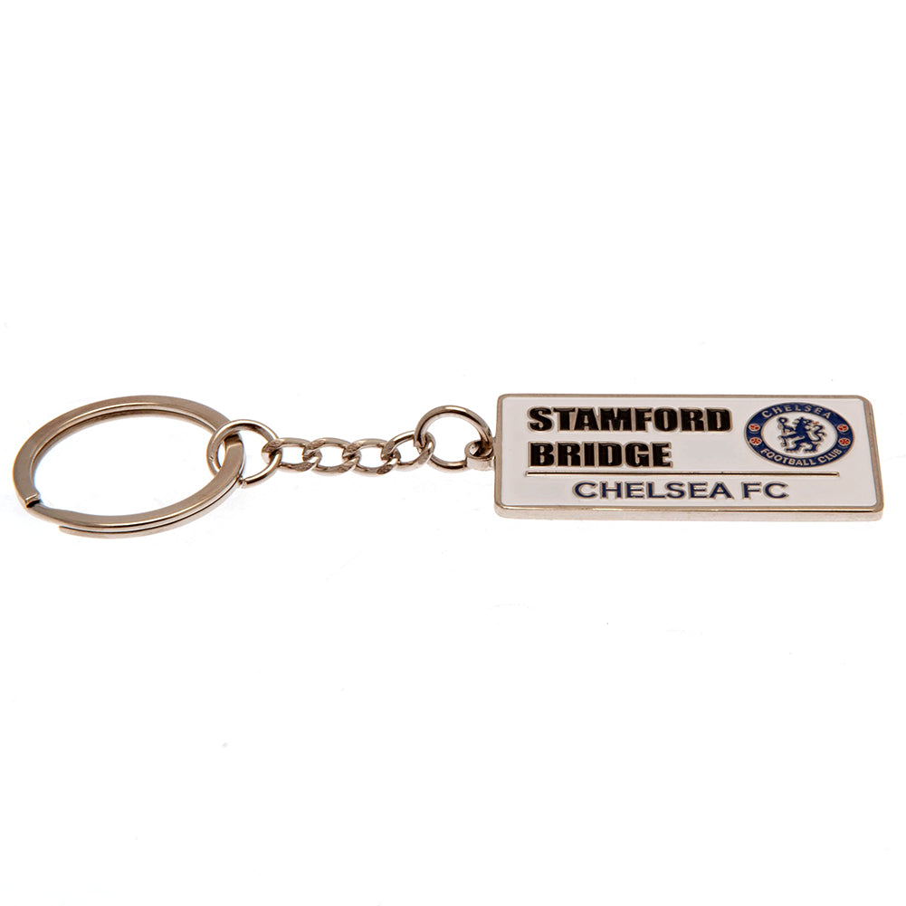 Chelsea key ring plate Stamford Bridge white