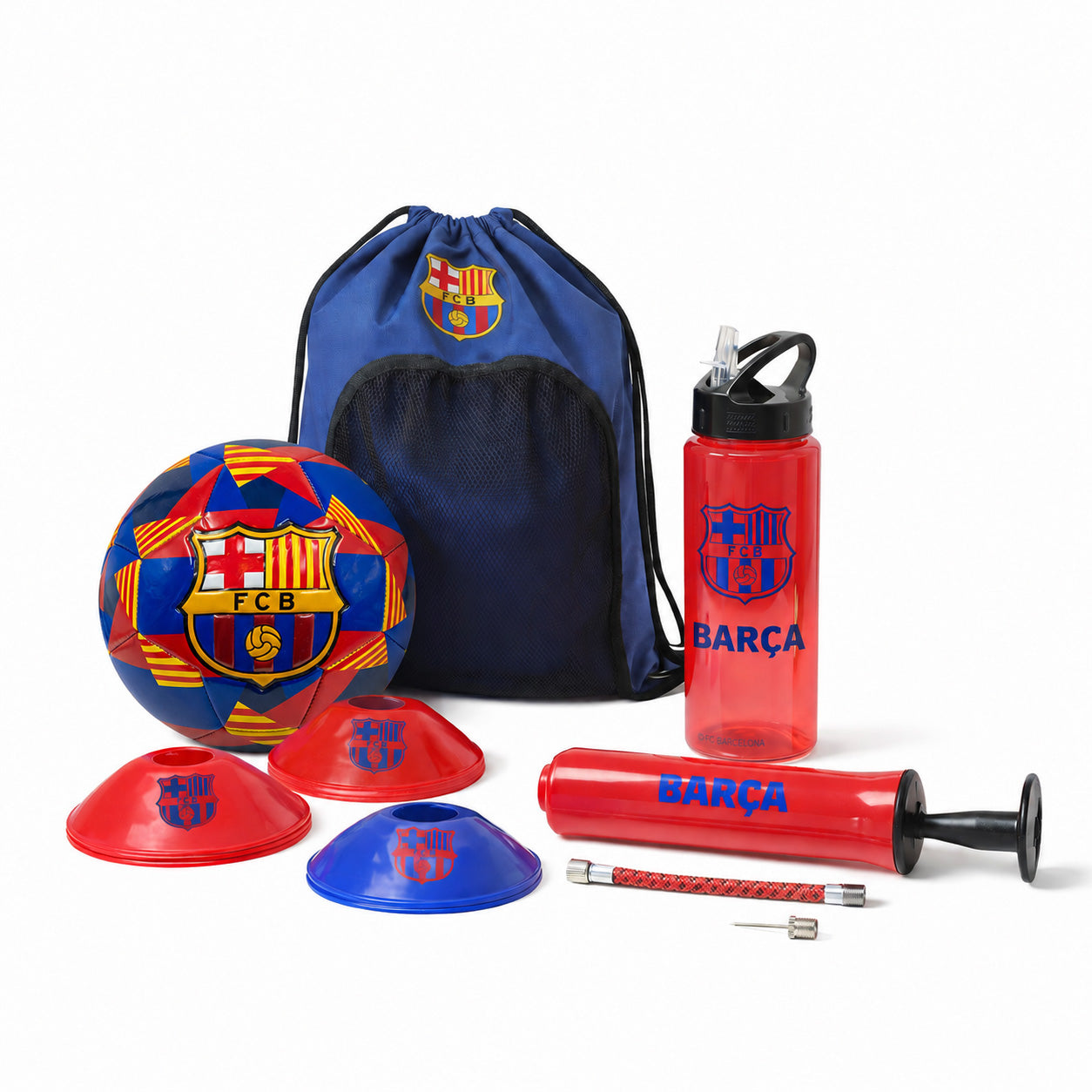 FC Barcelona trainingset - Bal - Gymtas - Drinkfles - Pomp - Pionnen