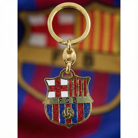 FC Barcelona sleutelhanger logo goud glitter