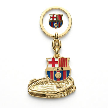 FC Barcelona sleutelhanger Camp Nou + pin goud