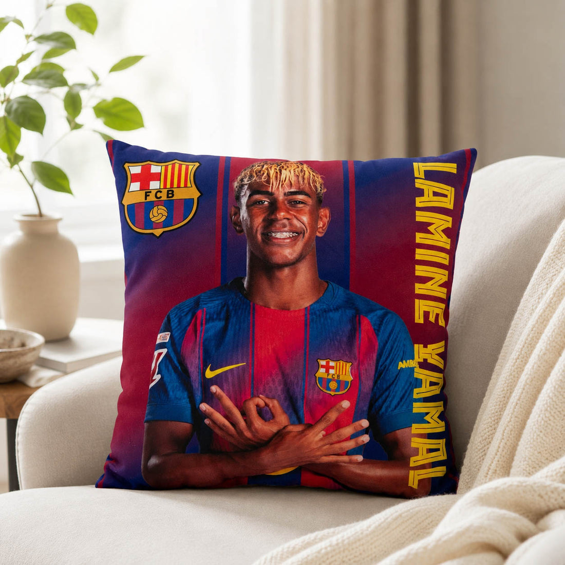 FC Barcelona kussen Lamine Yamal 40 x 40 cm