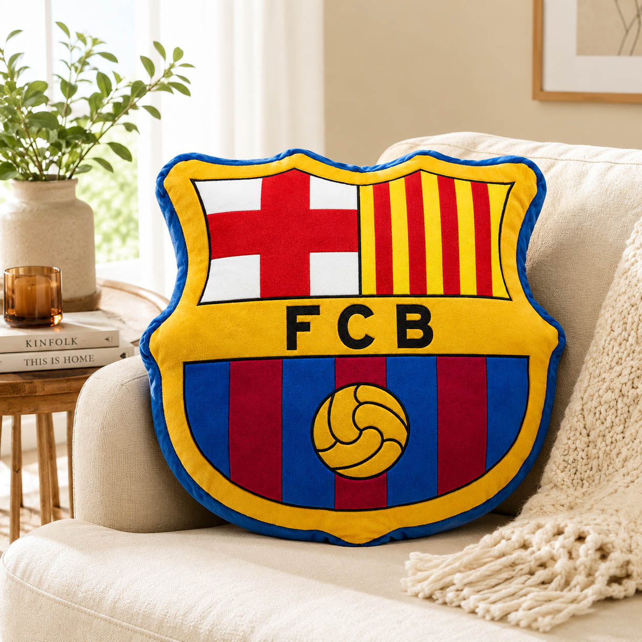 FC Barcelona kussen logo 40 x 40 cm