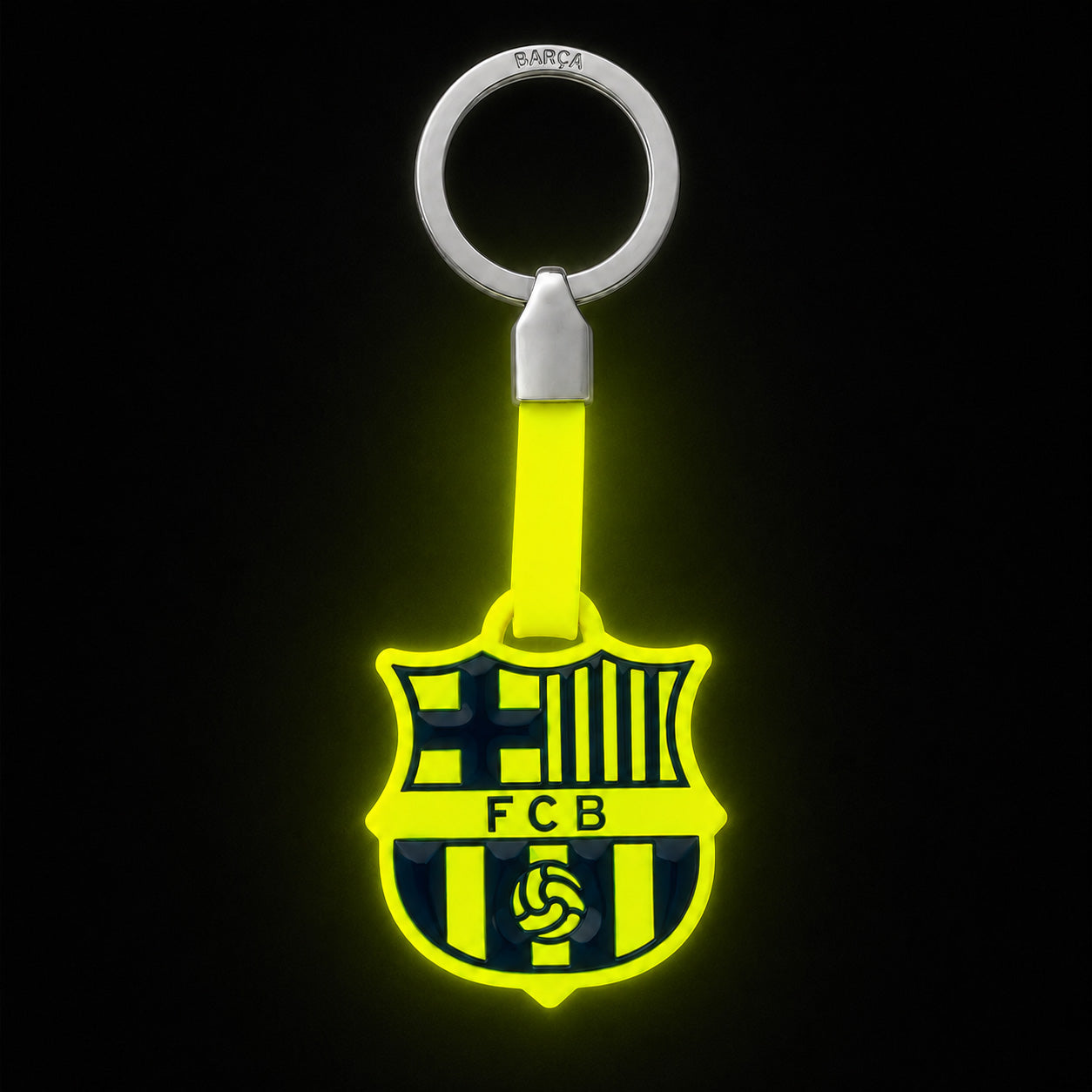 FC Barcelona sleutelhanger logo fluo geel