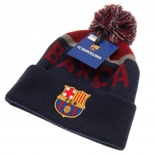 FC Barcelona muts pompon tekst blauw/grijs