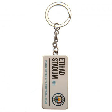 Manchester City sleutelhanger plaat Etihad Stadium wit