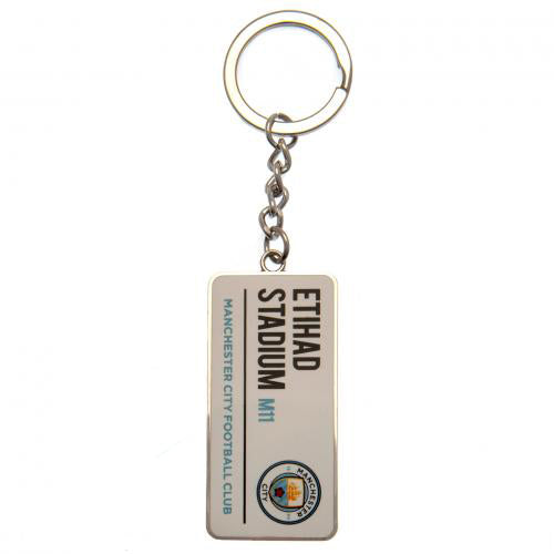 Manchester City sleutelhanger plaat Etihad Stadium wit
