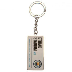 Manchester City key ring plate Etihad Stadium white