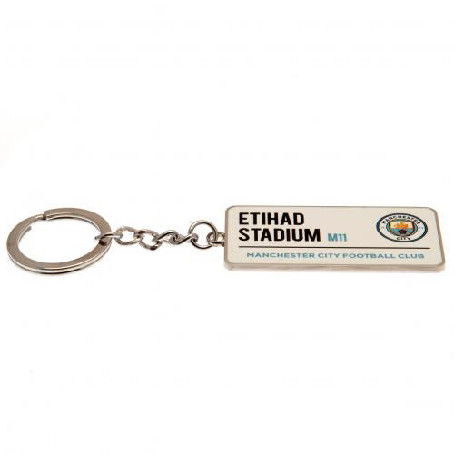 Manchester City key ring plate Etihad Stadium white