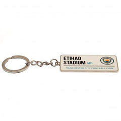 Manchester City key ring plate Etihad Stadium white