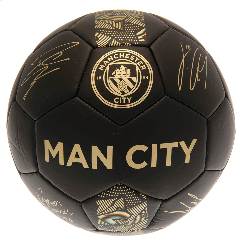 Signatures du ballon Manchester City fantôme noir/or