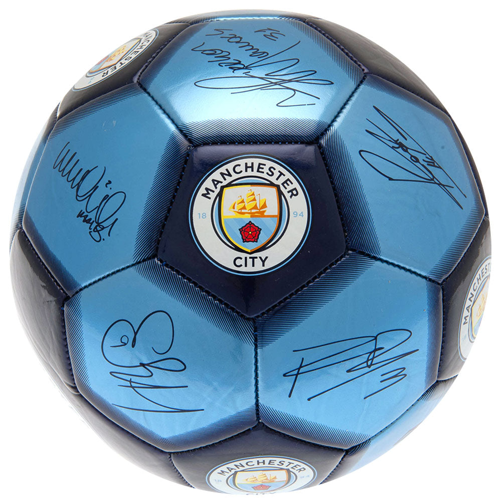 Manchester City ball signatures SIG blue