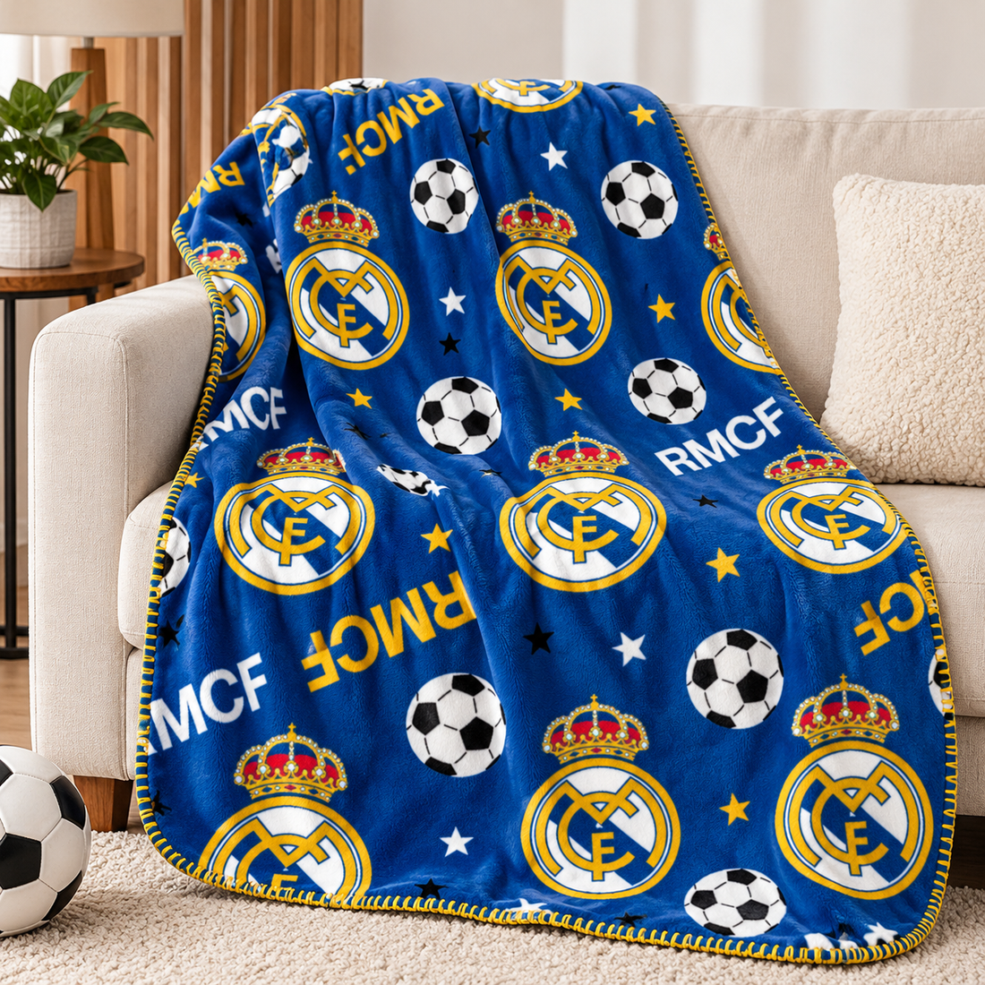 Real Madrid deken RMCF blauw 95 x 150 cm